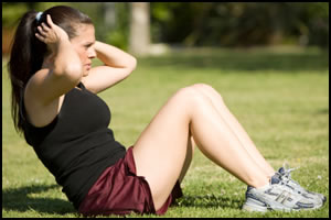Like a regular sit-up, except starting at the top, negative sit-ups  will tire your upper abdominal muscles.