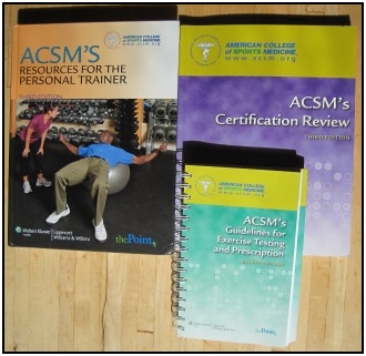 The ACSM Personal Trainer Certification study kit.