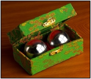 Chinese iron Bǎo Dìng balls work are great for finger strengthening exercises.