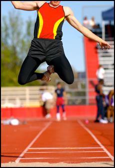 Use these free plyometric exercises to build explosive strength, like this long-jumper.