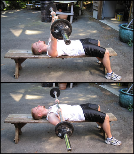 Free weight training exercises- how to do a barbell bench press.