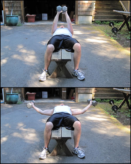 Free weight training exercises- how to do a dumbbell lat fly with bent arms.