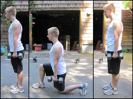 Free weight training exercises- how to do lunges.