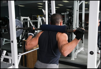 For many free weight training exercises use a power rack, like this one, to keep yourself safe. Don't get crushed by your weights!