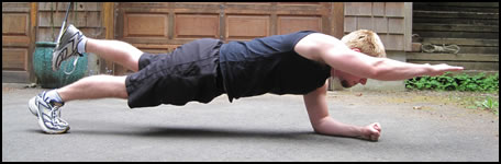 Plank exercises: The 2-point plank.