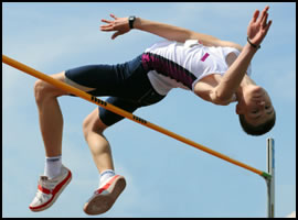 One of the main uses of plyometric exercises is to increase vertical jump height, like for this high-jumper.