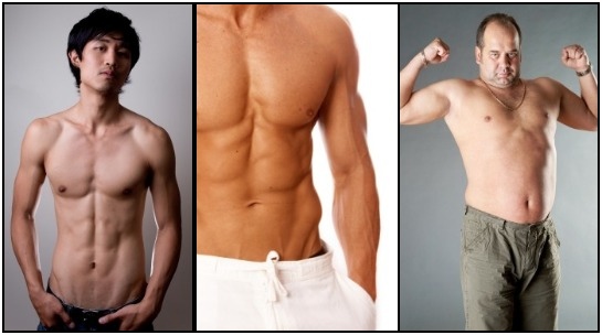 Different body types (somatotypes) (A) Ectomorph, (B) mesomorph