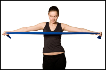 Rubber bands can be used in a strength training routine.