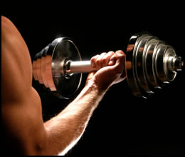 Weight lifting dumbbells is a great way to gain strength.