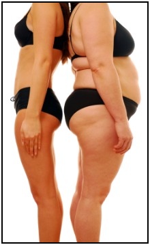 Two of the three major different body types, the ectomorph (left) and endomorph (right).