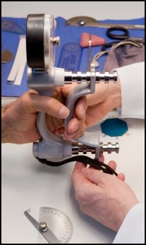 A hand dynamometer is the perfect way to do a grip strength test.
