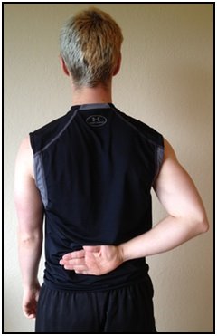 Shoulder stretches, hand to lower back 1.