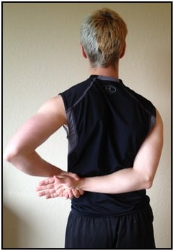 Shoulder stretches, hand to lower back 2.